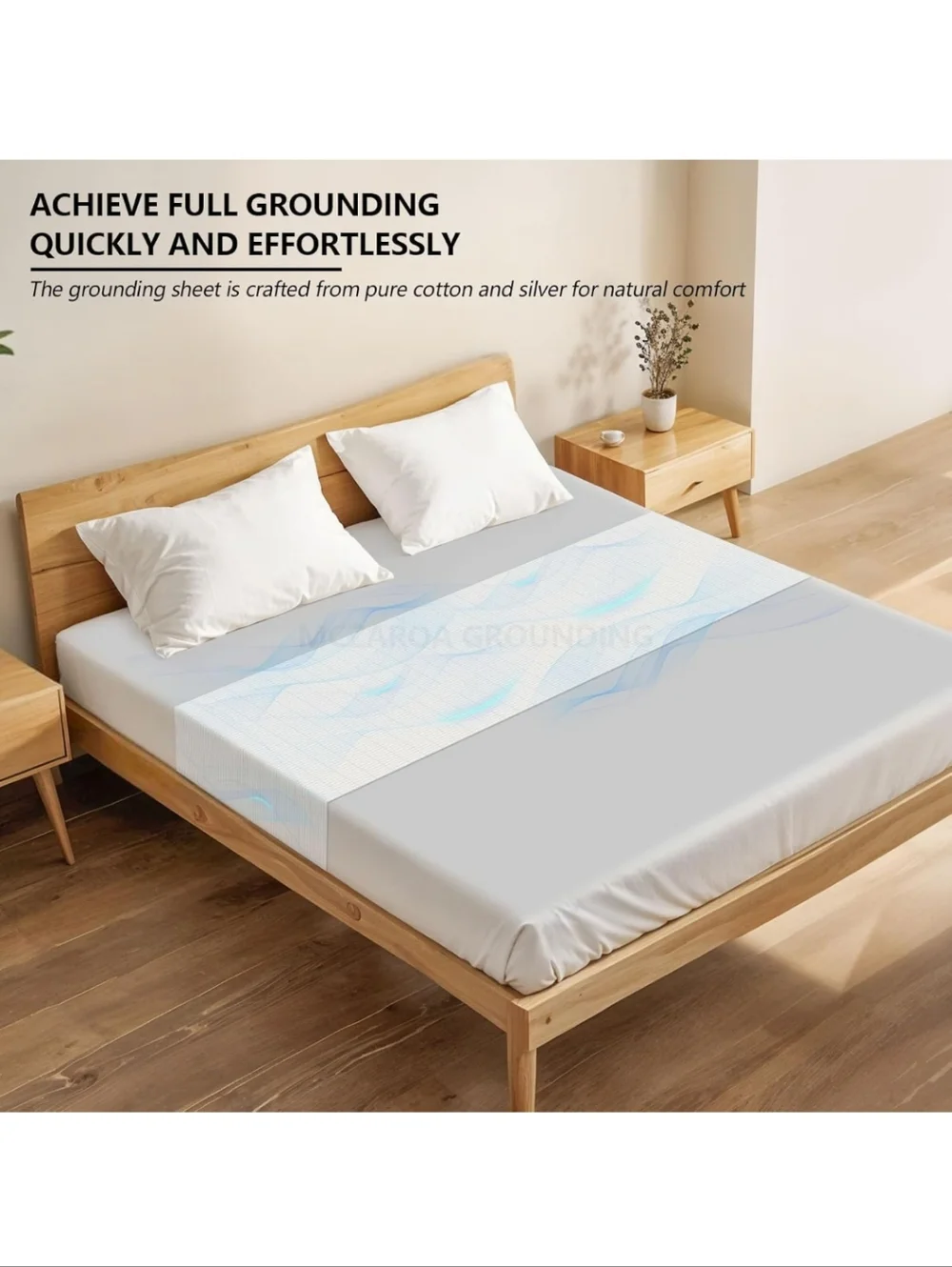 GROUNDING SHEET Silver Fiber Organic Cotton Bed Mat White Universal Fit NWT